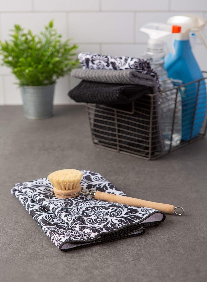 DII Cleaning Collection Multi-Purpose Microfiber, Black Damask, Dishtowel Set - Image 5